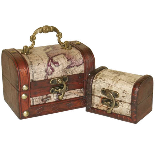 Something Different map design trinket boxes set of 2 (British brand)