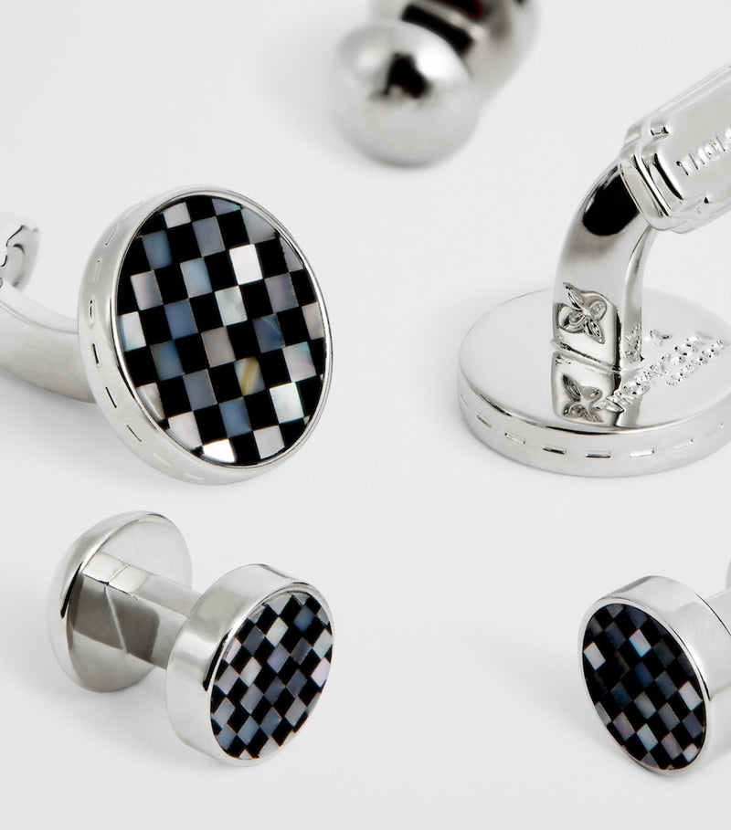 Tateossian onyx checkerboard cufflinks set - British product