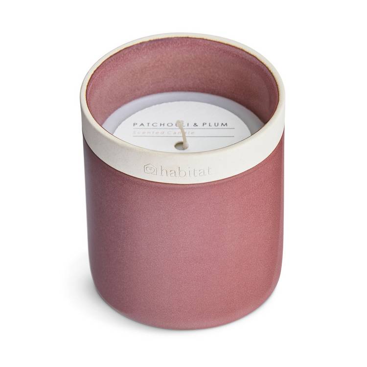 Habitat Patchouli & Plum scented candle with ceramic holder, imported from the UK