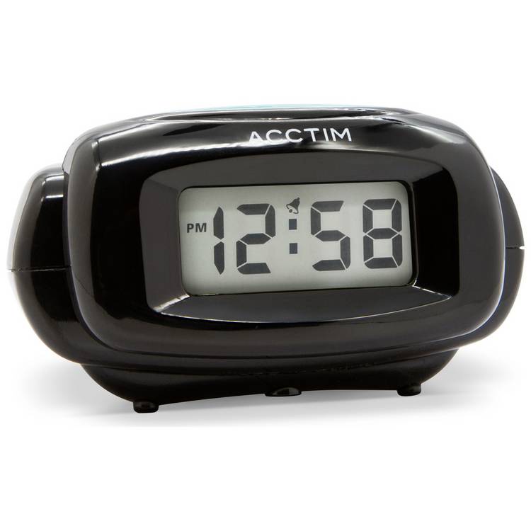Acctim Aura LCD alarm clock black compact (British brand)