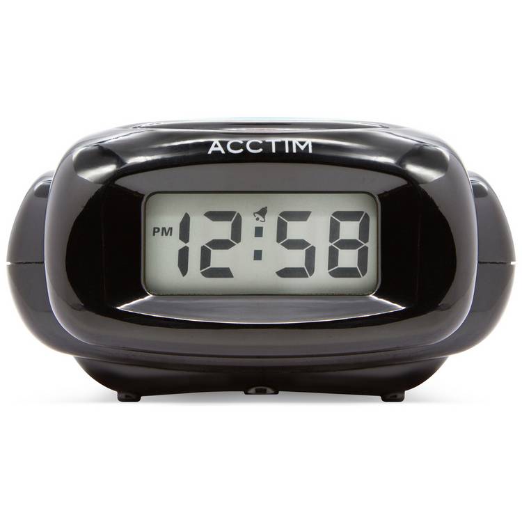 Acctim Aura LCD alarm clock black compact (British brand)