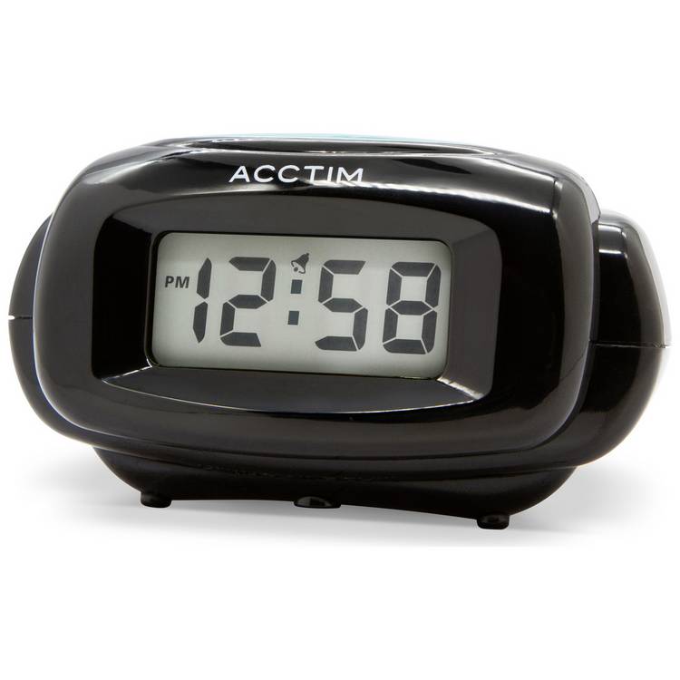 Acctim Aura LCD alarm clock black compact (British brand)