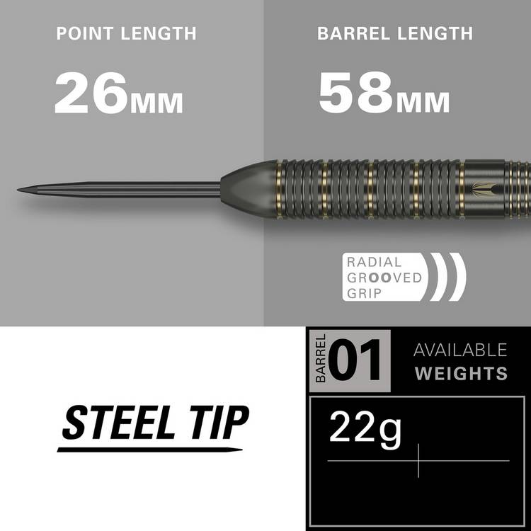 Target RVB brass darts set 22g, imported from the UK