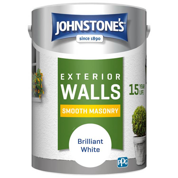 Johnstone's Smooth Masonry Paint brilliant white 5L (British brand)