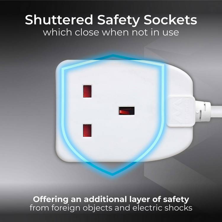 Masterplug 1 socket 8m extension lead, imported from the UK