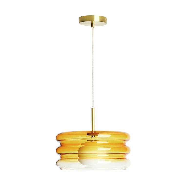 Habitat ribbed ombre glass pendant light orange - British product