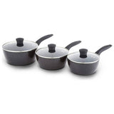 Argos Tower Diamo 3 Piece Aluminium Saucepan Set - Black- Buy online at McGrocer