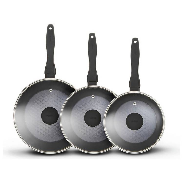 Tower Diamo 3-piece saucepan set black - British product