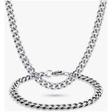 Revere men's diamond cut curb chain and bracelet set (British brand)