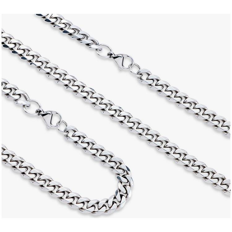 Revere men's diamond cut curb chain and bracelet set (British brand)