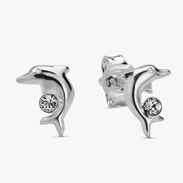 Revere dolphin stud earrings sterling silver, UK version