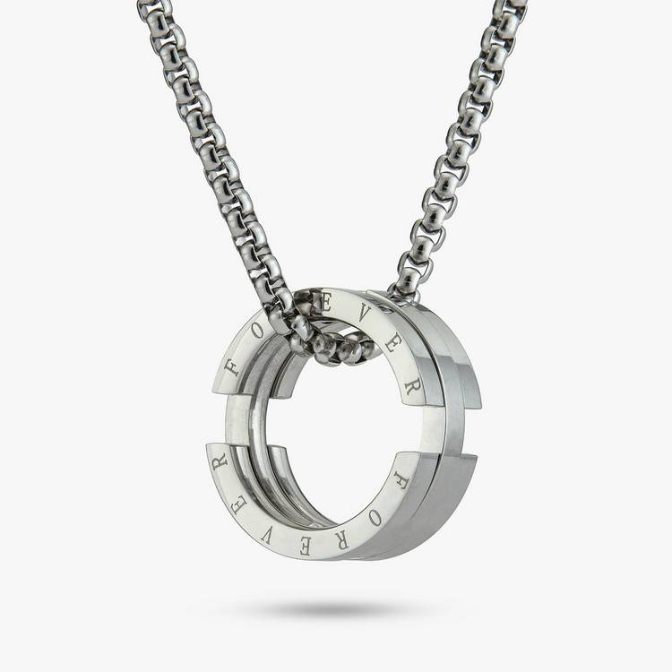 Revere men's stainless steel interlocking pendant necklace (British brand)