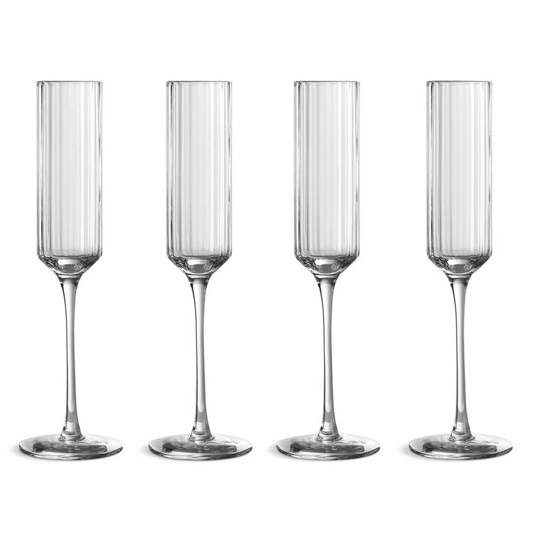 Habitat set of 4 ribbed champagne flutes 25cm - British product