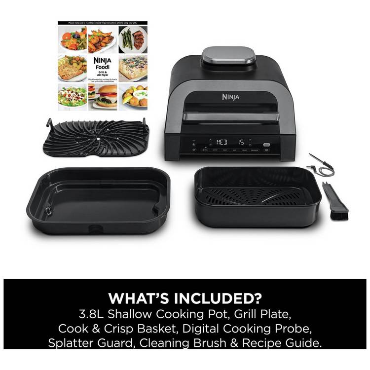 Ninja 6-in-1 MAX 3.8L silver air fryer grill, imported from the UK