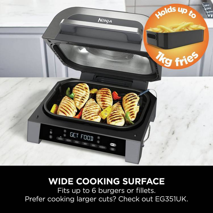 Ninja 6-in-1 MAX 3.8L silver air fryer grill, imported from the UK