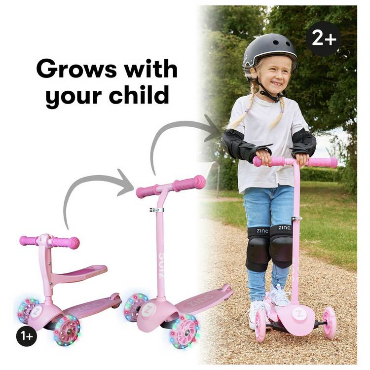 Zinc My First 3-in-1 scooter in pink, UK version