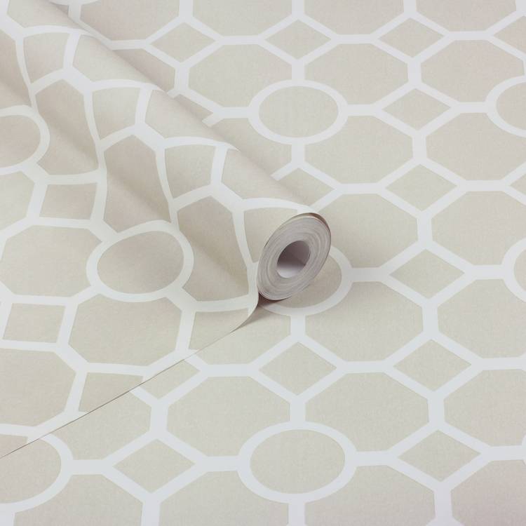 RHS lattice fretwork natural wallpaper, UK version