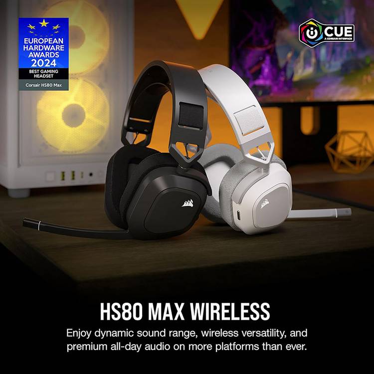 Corsair HS80 MAX wireless gaming headset grey PS5 PS4 PC - British product