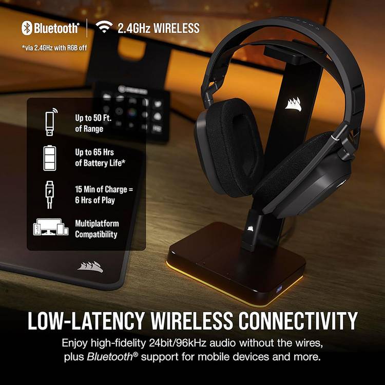 Corsair HS80 MAX wireless gaming headset grey PS5 PS4 PC - British product