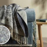 Argos Habitat x Morris & Co. Tulip Toile Woven Throw - Navy, 150 x 125cm- Buy online at McGrocer