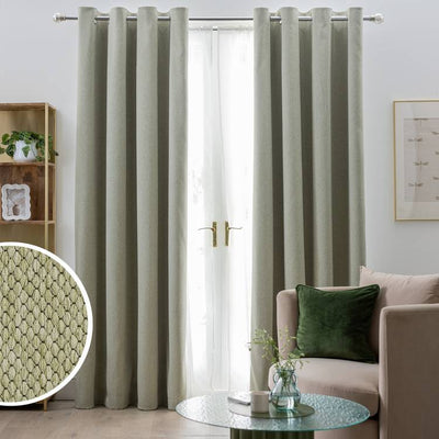 Argos Habitat Textured Blackout Eyelet Curtains Green 117x137cm- Buy online at McGrocer