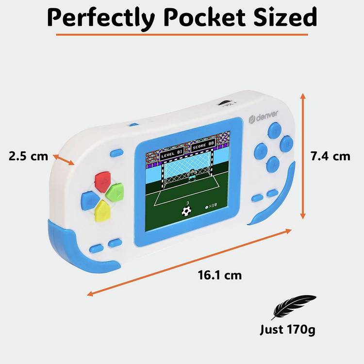Denver GMP-295 handheld gaming console white and blue (British brand)