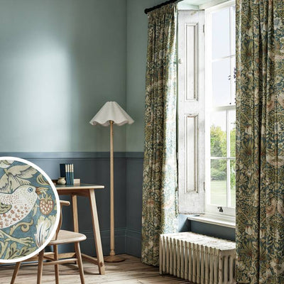Argos Habitat x Morris & Co. Strawberry Thief Print Curtains - Blue - 117x137cm- Buy online at McGrocer