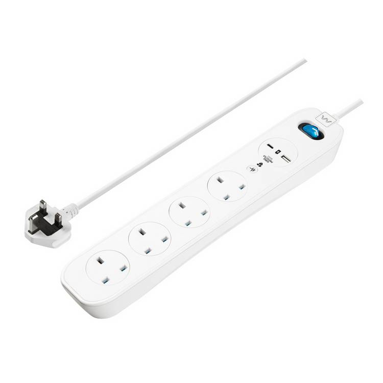 Masterplug extension lead with surge protection and USB - British product