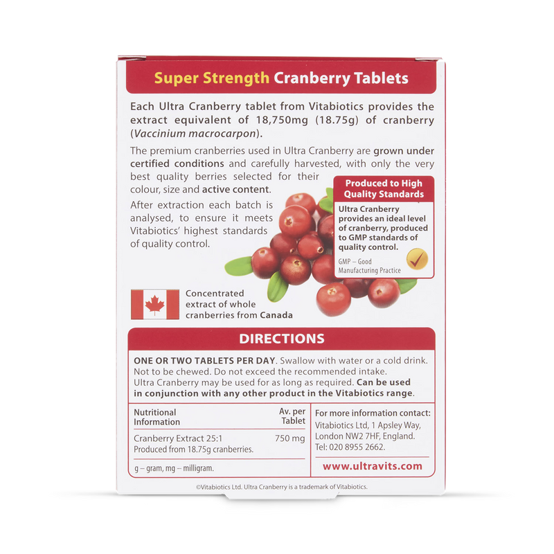 Vitabiotics Ultra Cranberry 750mg 30 Tablets (British brand)