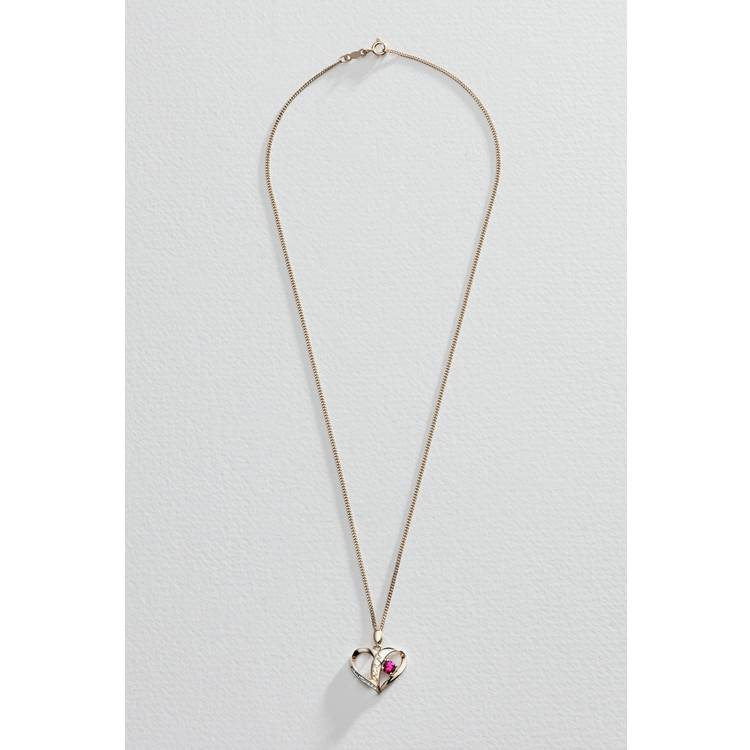 Moon & Back 9ct gold plated silver ruby heart Nan pendant 18 inch chain, imported from the UK