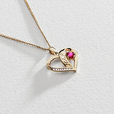 Moon & Back 9ct gold plated silver ruby heart Nan pendant 18 inch chain, imported from the UK