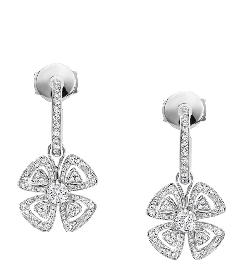 Bvlgari white gold and diamond Fiorever hoop earrings, imported from the UK