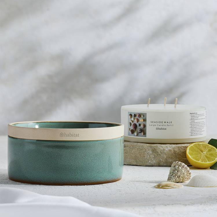 Habitat wax candle refill Seaside Walk scent 13cm, imported from the UK