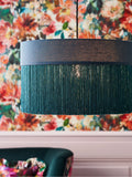 Clarke and Clarke teal blue Martello tassel lampshade 55cm diameter, UK version