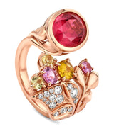 Harrods Boodles Rose Gold Diamond Tourmaline and Sapphire Silk Mantua Palace Ring- Buy online at McGrocer