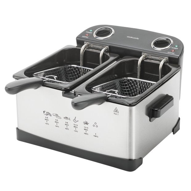 Cookworks twin professional deep fat fryer dual basket 5L - British product