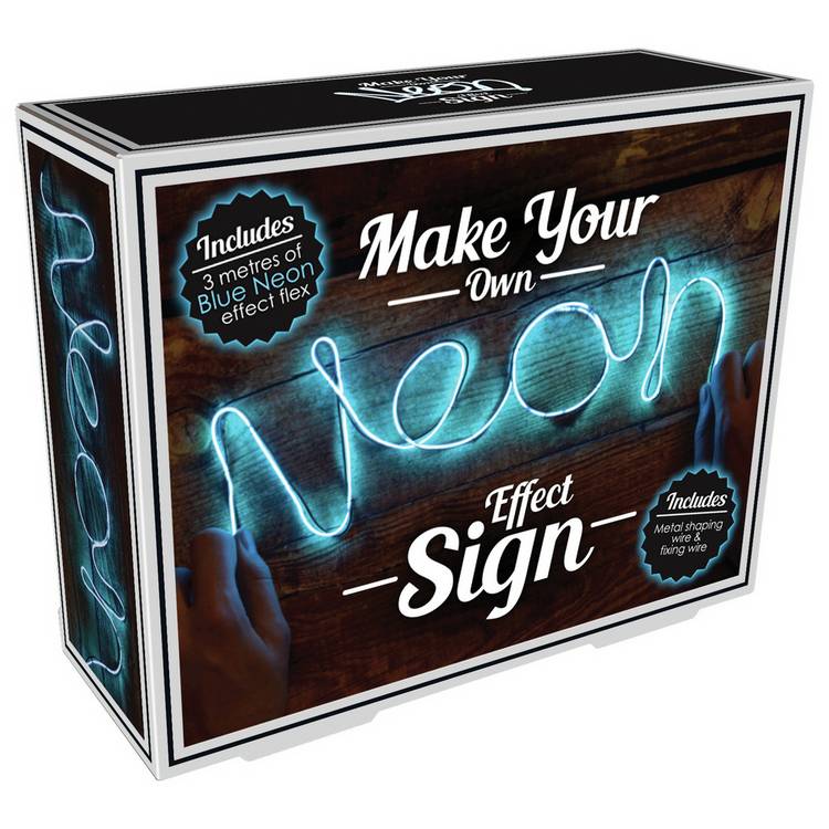 Neon effect sign DIY craft kit blue 3m, UK version