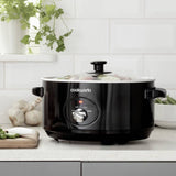 Cookworks 3.5L black slow cooker with ceramic bowl, UK version