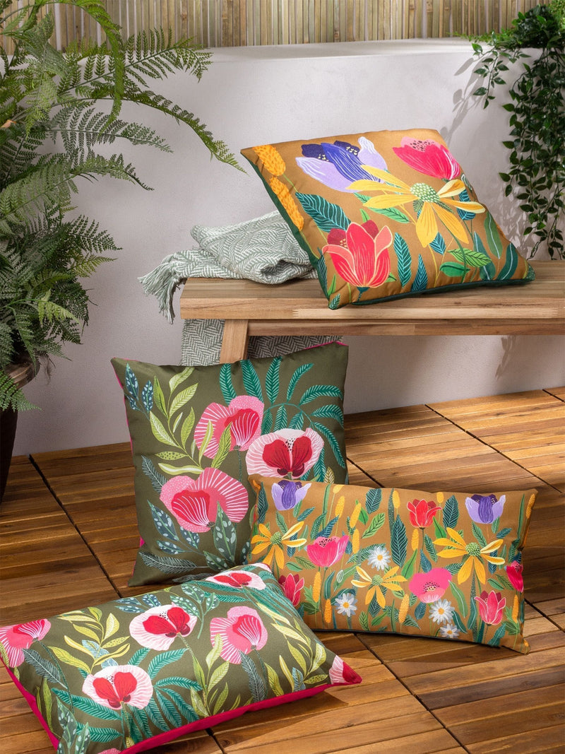 Wylder Nature yellow celandine floral cushion 43cm, UK version
