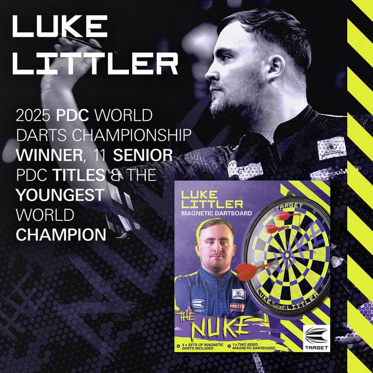 Target Luke Littler magnetic dartboard set 12 darts British brand