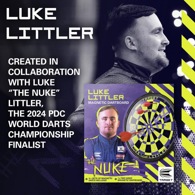 Target Luke Littler magnetic dartboard set 12 darts British brand