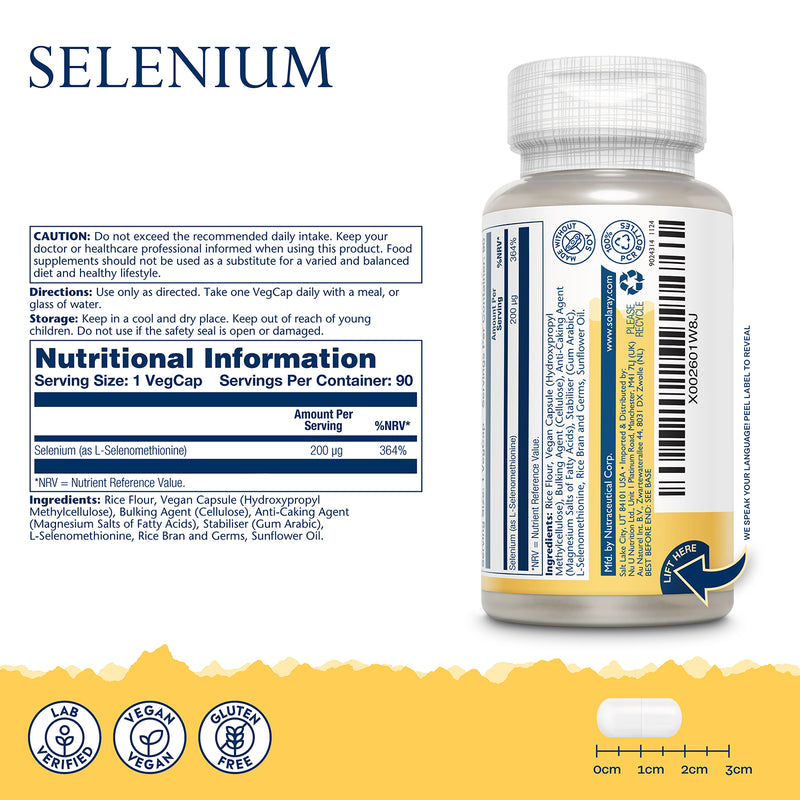 Solaray selenium supplement 200mcg 90 capsules - British product