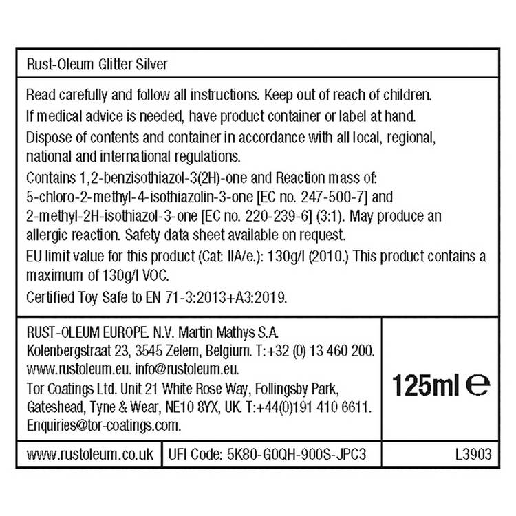 Rust-Oleum glitter paint Silver 125ml - British product
