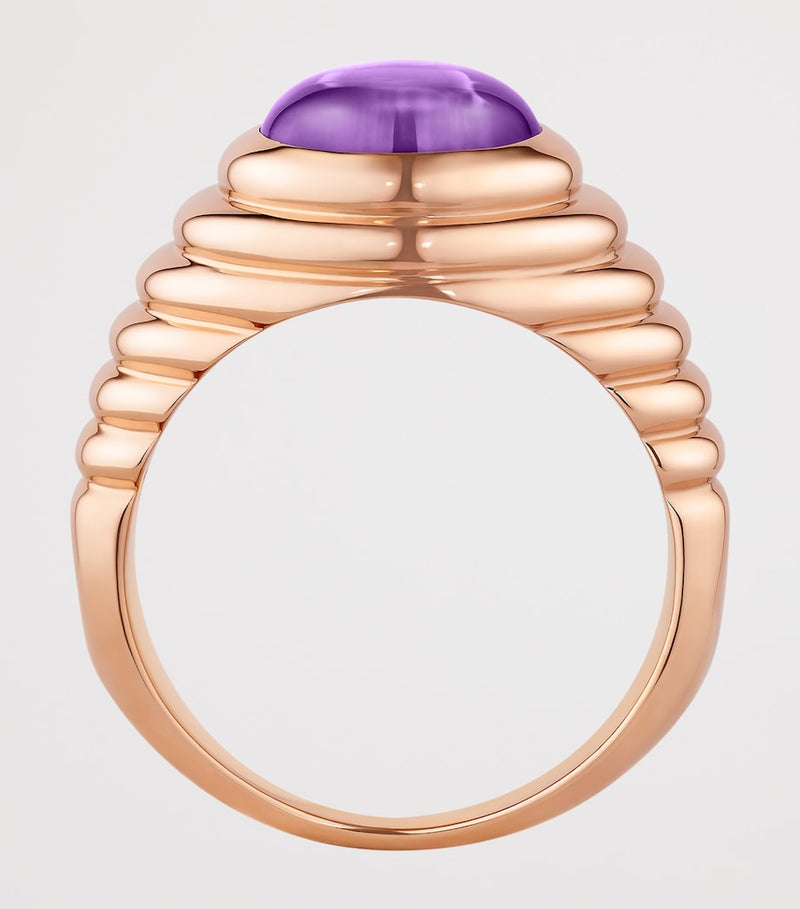 Bvlgari Doppio Baccellato ring rose gold amethyst peridot, imported from the UK