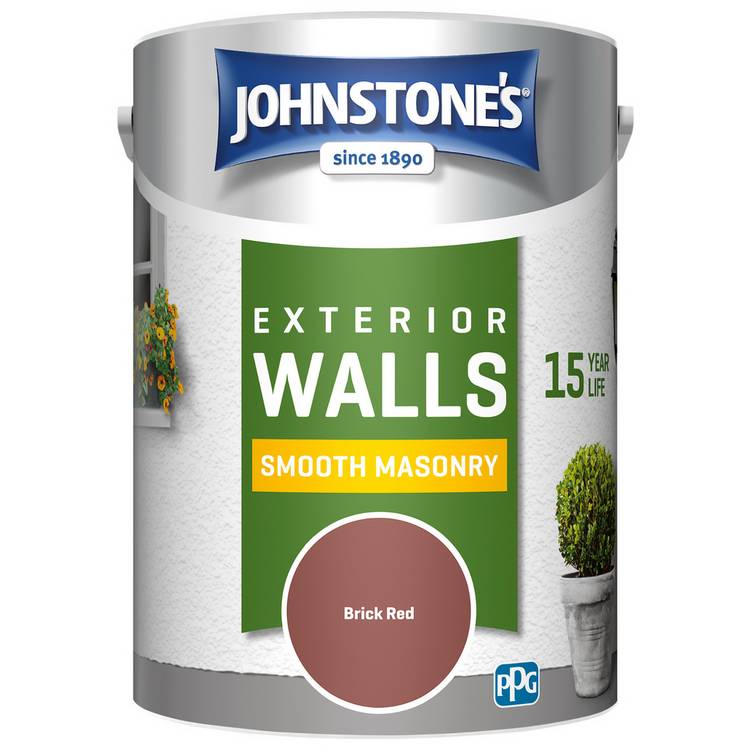 Johnstone's smooth masonry paint Brick Red 5L - British product