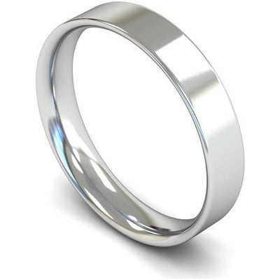 Argos Wedfit 9ct White Gold 4mm Flat Court Wedding Band Ring - L- Buy online at McGrocer