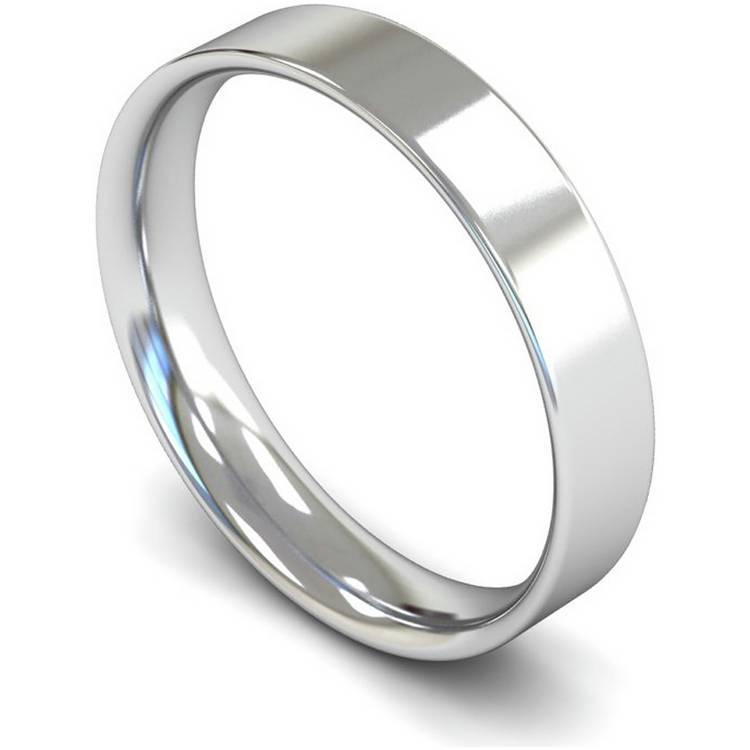 Wedfit 9ct white gold flat court wedding band ring 4mm size L (British brand)