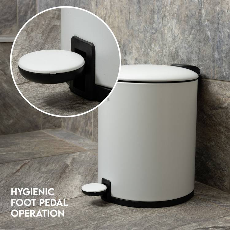 Addis bathroom pedal bin white 5L (British brand)