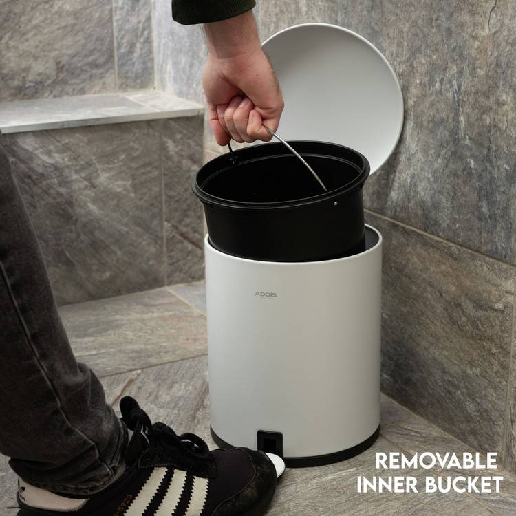 Addis bathroom pedal bin white 5L (British brand)