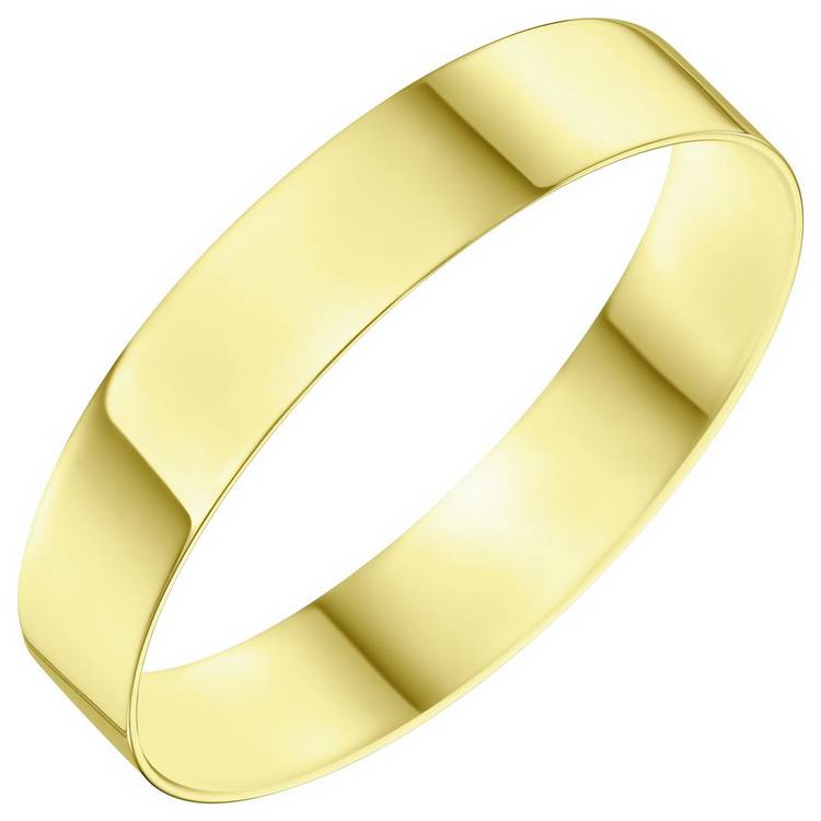 Wedfit 9ct yellow gold flat court wedding band 4mm, UK version